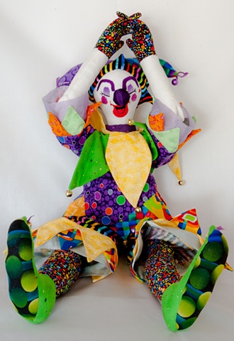 Quality hand-crafted cloth art doll, jester clown