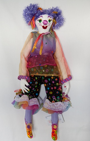 Quality, hand-crafted cloth art doll, clown