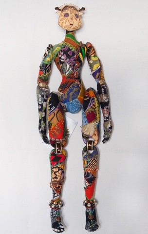 Quality, hand-crafted cloth art doll, african, african fabric, crazy-quilting