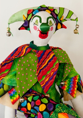 Quality, hand-crafted cloth art doll, jester clown
