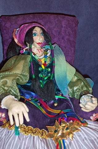 one-of-a-kind cloth art doll, hand-crafted, witch, gypsy, fortune teller 