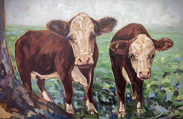 Chelsea Sebastian Hunnewell cows oil art painting Wellesley 