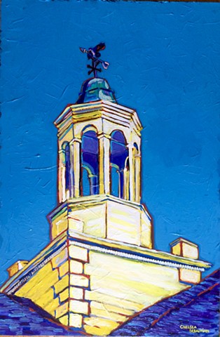 Blue Wellesley Hunnewell cupola color Chelsea Sebastian yellow bird painting art 