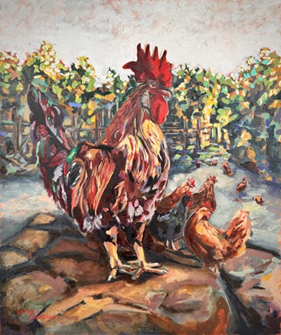 Chelsea Sebastian art artist Wellesley Massachusetts rooster farm chicken 