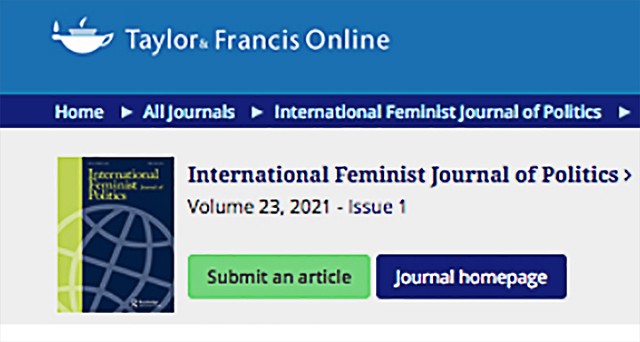 January 2021, International Feminist Journal of Politics: https://www.tandfonline.com/doi/abs/10.1080/14616742.2020.1861962?journalCode=rfjp20