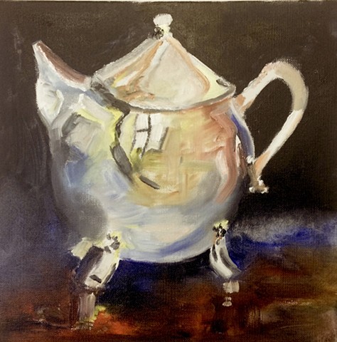 Vintage Silver Teapot ... reflecting 