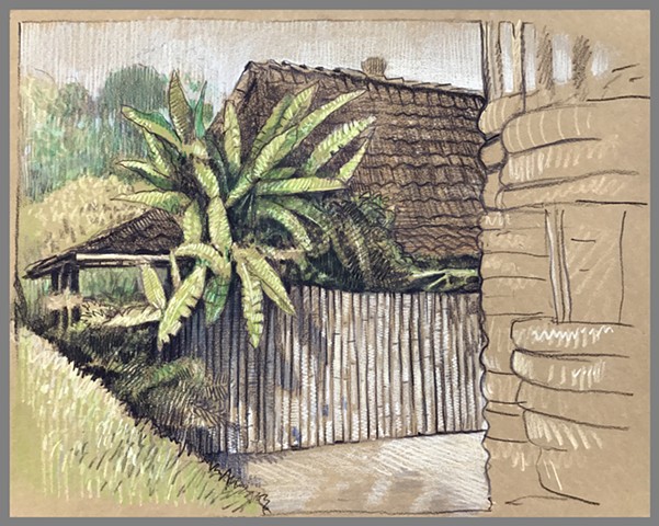 Travel Drawing: Yabbiekayu Bungalow, Yogyakarta, Java, Indonesia