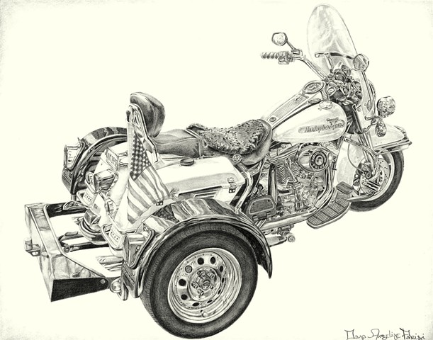 Dana Parisi, Harley Davidson Police Roadster, pencil, drawing