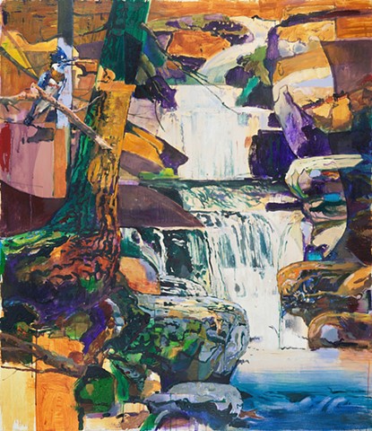 waterfall, landscape, painting, cezanne, hartley, bird, american, modern