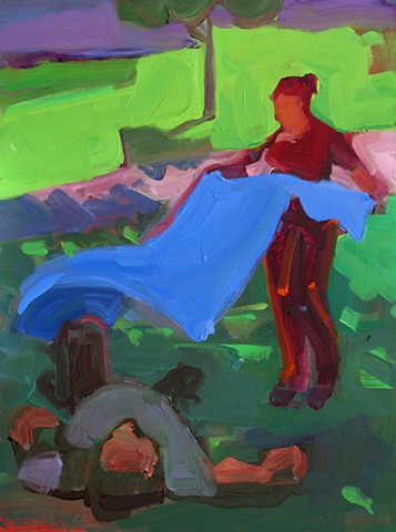 Lady with blue cloth