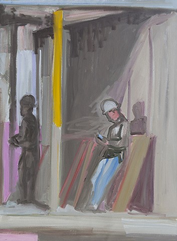 oil painting of construction worker