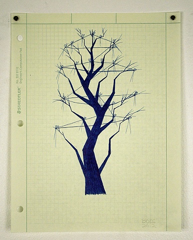 drawing, ink, silhouette, graph paper