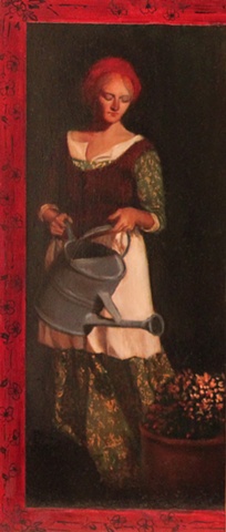 Felicia and the Pot of Pinks-left detail