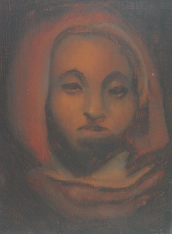 Female Portrait with Orange Veil