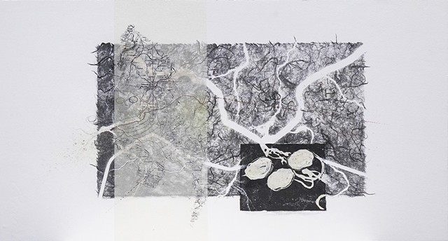 Photolithograph, lithography, monoprint, monotype, mixed media, printmaking, collage