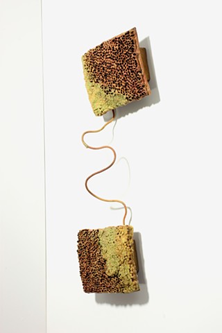 Ceramic Sculpture Paper clay, clay, glaze, copper, porcelain enamel, felt, beeswax by Tom Szmrecsanyi