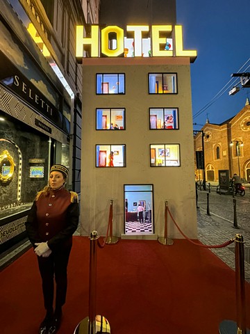 Hotel Voyeur installation at Milan Design Week 2025