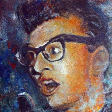 Buddy Holly Encaustic painting Texas