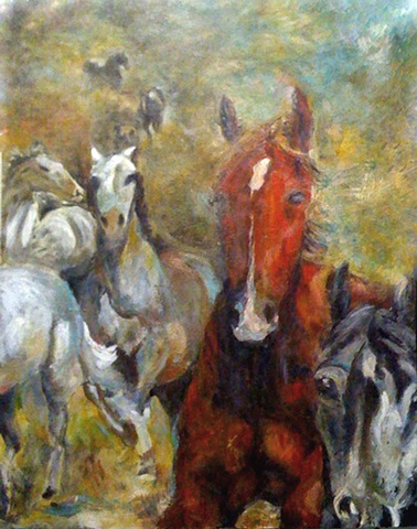 Equestrian Horse painting encaustic commission patty Rooney Dallas Texas
