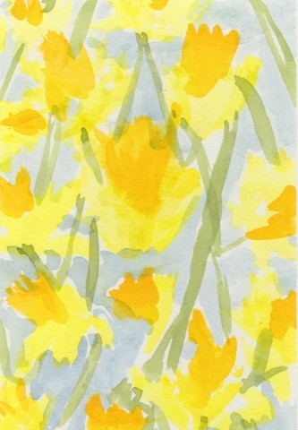 A Watercolour depicting Daffodils in Spring.