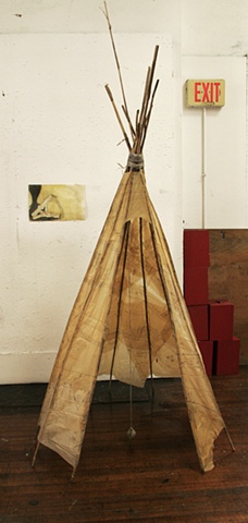 tee-pee, eco shelter, sculpture, patterns, paper works