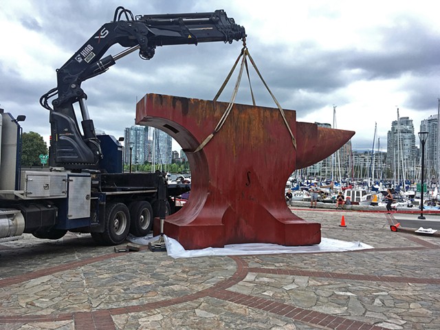 Acoustic Anvil (A Small Weight to Forge the Sea),  installation at Leg in Boot Square, Vancouver BC 