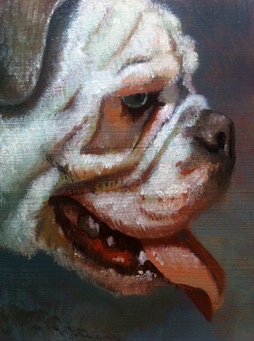 Lyndsea Cherkasky painting oil paint brother boy dog portrait