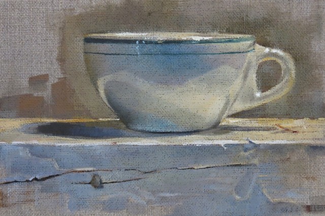 oil painting, still life, coffee cup
