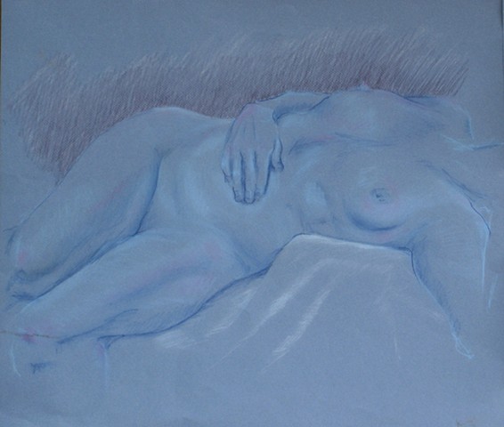 Pale Blue Reclining Nude