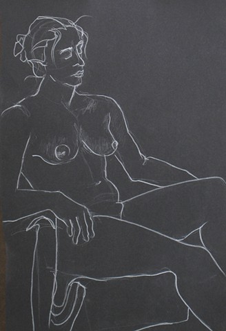 Female Nude Contour on Black