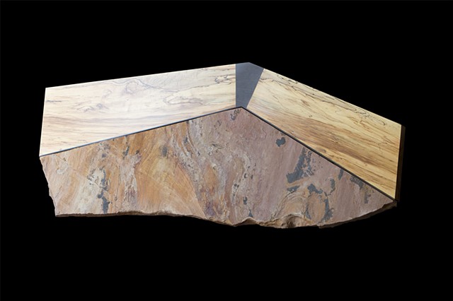 Top View of Slate and Spalted Maple Coffee Table