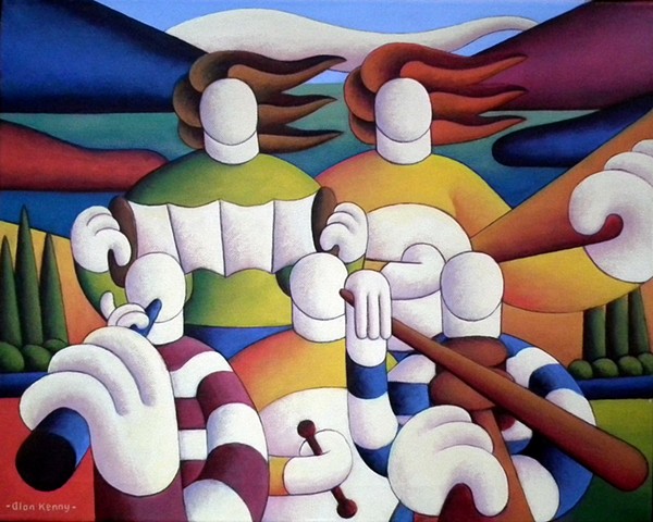  irish  musical trad.session with musicians in landscape by alan kenny