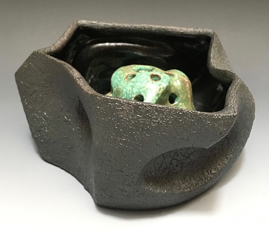 Small Black Serving / Flower Bowl View 2