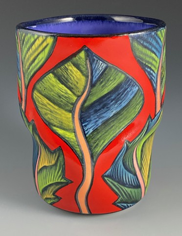 Verso of Red Tumbler with Leaves