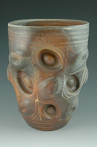 Vase, Cone 10Stoneware, Underglazes, Wood Fired