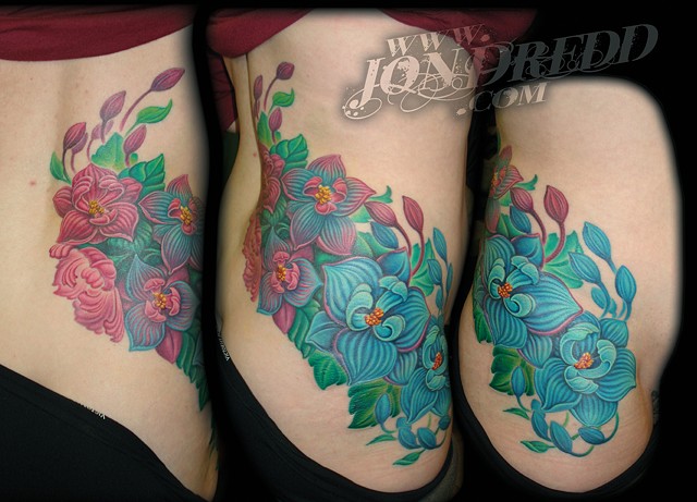 flowers hip full color tattoo cover up tattoo maryland
