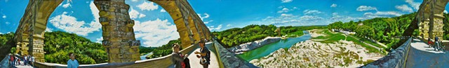 Pont du Gard Panorama Curved Painting 