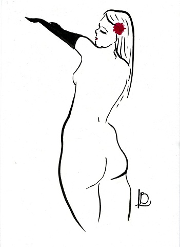 Original painting by Linda Boucher for her StockingTops range of an elegant and curvaceous nude. 