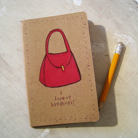 I love handbags hand illustrated Moleskine notebook by brighton artist Linda Boucher