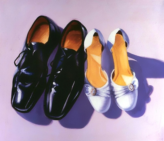 The perfect wedding gift, commission a portrait of the happy couple's wedding shoes.