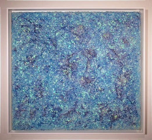 blue mixed media painting/art object