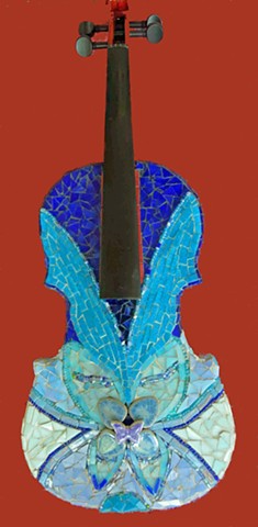 blues, blue, violin, music, mosaic, string, instrument