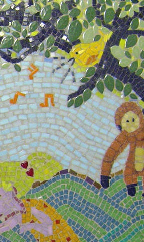 singing yellow bird  anju jolly mosaic art