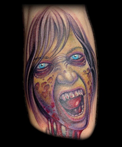 Tattoo zombie horror blood girl face color portrait tattoos salisbury maryland tattoos