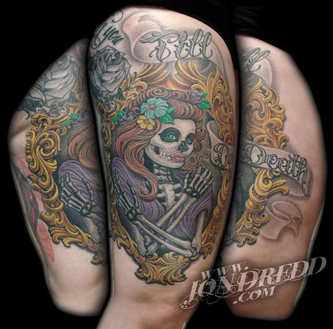 skull girl frame crucial tattoo studio salisbury maryland delaware jon dredd kellogg tattoos