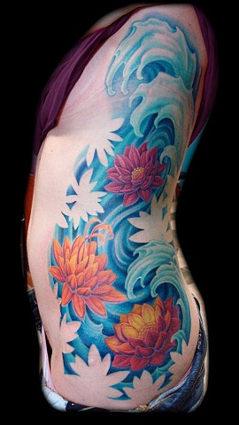 tattoo water lotus flowers waves tattoos color large  salisbury maryland