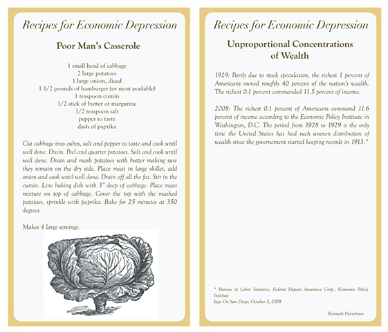 Recipes For Economic Depression 
(Recipe Card)