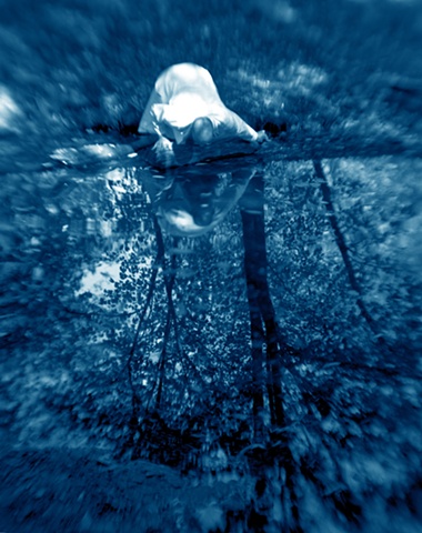 Cyanotype Print, a historical and alternative photographic process from a film negative.