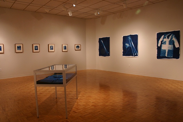 Installation documentation of cyanotypes at Wright State