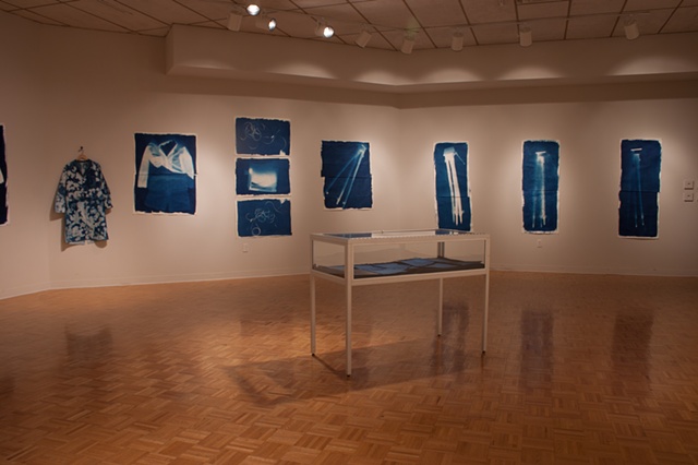 Installation documentation of cyanotypes at Wright State (Experimental Gallery)